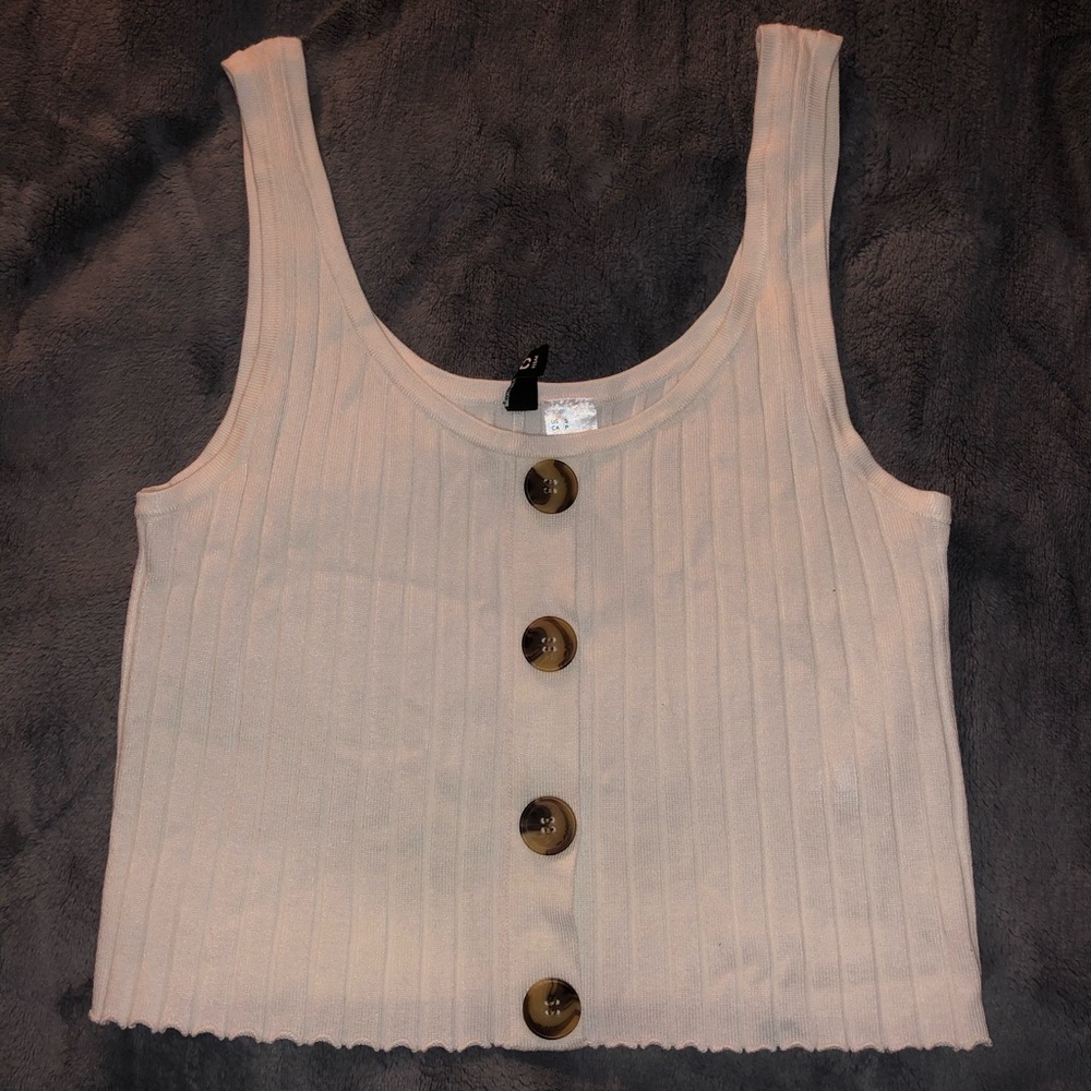 H&M Divided white button up cropped tank top